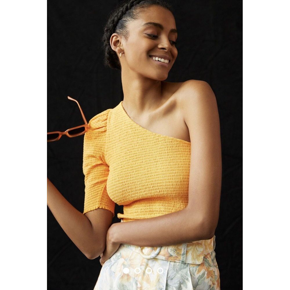 NWT Nation LTD Kirstie Smocked One Shoulder Top Orange Size Small‎